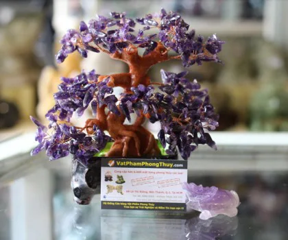 Cây tài lộc thạch anh tím kiểu nhật nhỏ KC028